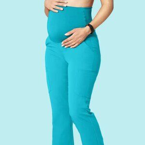 NWT Mandala Maternity Teal Cargo Scrub Pants